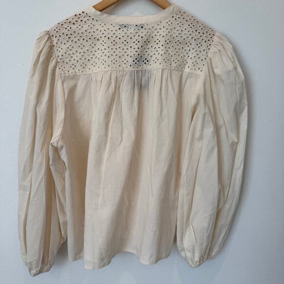 Joe's Jeans Embroidered Eyelet Long Sleeve Cotton Button Up Blouse NEW - Picture 13 of 14